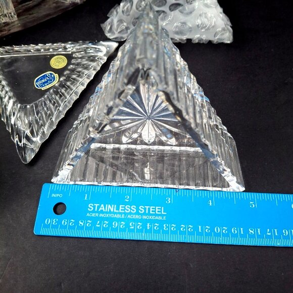 Bohemian Crystal Trinket Box Czech Republic Triangle Original Stickers and Box - Picture 4 of 13
